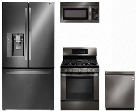 4-piece Kitchen Package With Lfxs30766d 36" French Door Refrigerator Lrg3061bd 30" Freestanding Gas Range Lmvm2033bd 30" Over The Range Microwave And