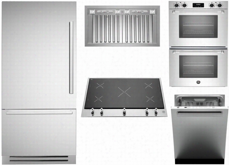 5-piece Stainless Steel Kitchen Package With Ref36pixl 36" Bottom Mount Refrigerator Pm360igx 36" Smooth Cooktop Masfd30xv 30" Double Wall Oven Kin36prox