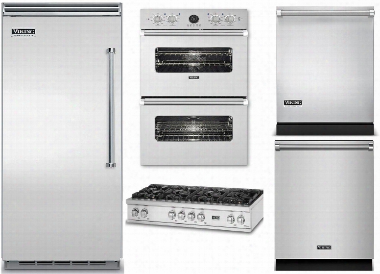 5piece Stainless Steel Kitchen Package With Vbi7360wlss 36" Bottom Freezer Refrigerator Vrt5488bss 48" Gas Cooktop Vedo5272ss 30" Electric Double Wall Oven