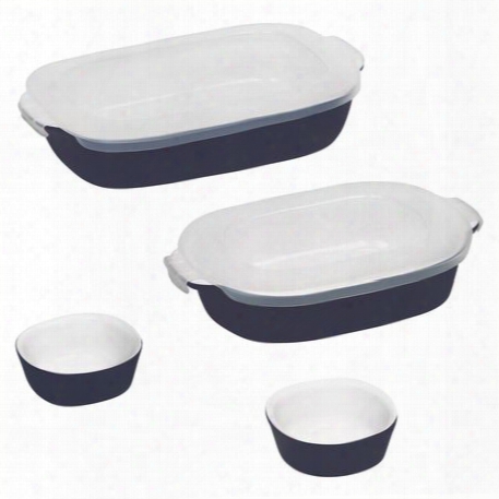 6-pc Midnight Blue Bakeware Set W/ Lids