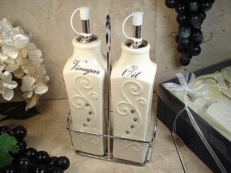 Cs22 D'lusso Designs Deco Design Two Piece Oil Vinegar Cruet Set With Metal