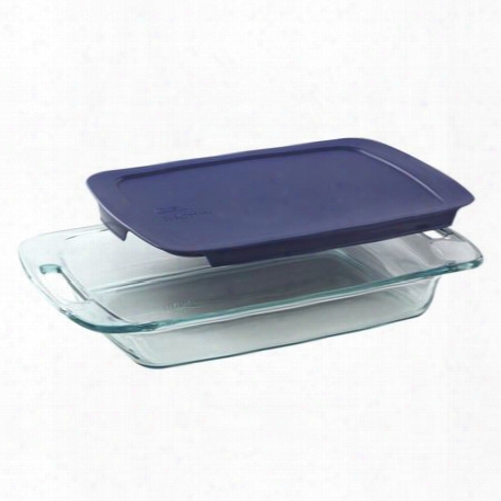 Easy Grab 3-qt Oblong Baking Dish W/ Blue Lid