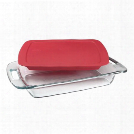 Easy Grab 3-qt Oblong Baking Dish W/red Lid