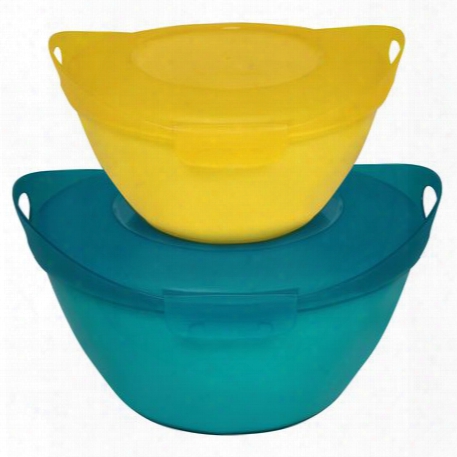 Entertain-a-bowl 4-pc Large Value Pack, Yellow & Turquoise