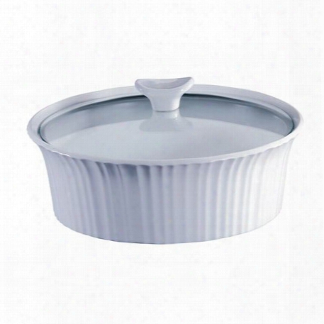 French White 2.5-qt Round Casserole W/ Glass Lid