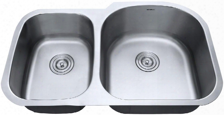 Rvm4605 Undermount 16 Gauge 34" Kitchen Sink Double Bowl - Right
