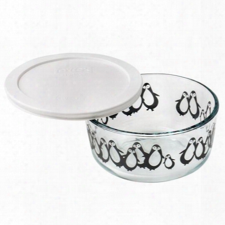 Simply Store 4 Cup Black Enguins Holiday Storage Dish W/ White Lid