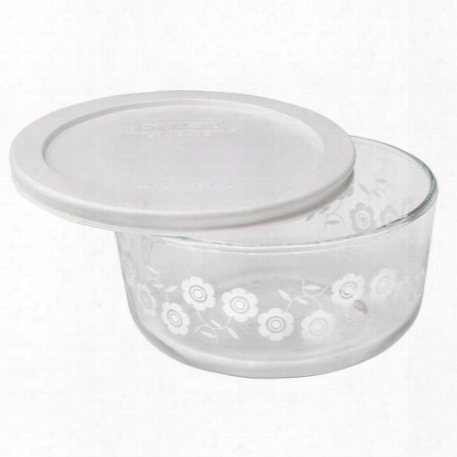 Simply Store 4 Cup White Flowers Storage Dish W/ Lid