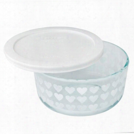 Simply Store 4 Cup White Hearts Storage Dish W/ Lid