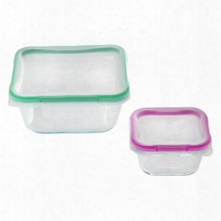 Total Solution␞ Pyrex Glass 4-pc Square Food Storage Set