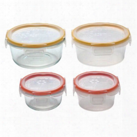 Total Solution␞ Pyrex Glass & Plastic Food Storage 8-pc Round Set