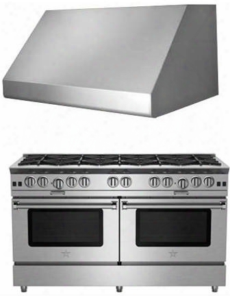 2-piece Kitchen Package With Bsp6010bng 60" Gas Freestanding Range And Bsincl60ss 60" Wall Mount Range Hood In Stainless