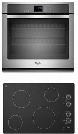 2-piece Kitchen Package With W5ce3024xb 30" Electric Cooktop And Wos51ec0as 30" Electric Isngle Wall Oven In Stainless