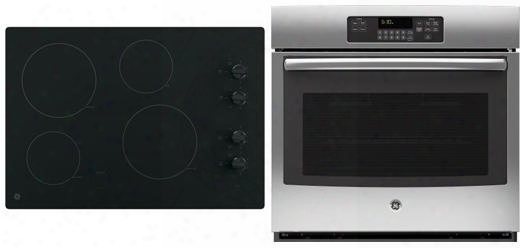 2 Piece Kithen Package With Jp3030djbb 30" Electric Cooktop And Jt3000sfss 30" Electric Single Wall Oven In Stainless