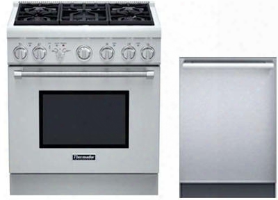 2 Piece Stainless Steel Kitchen Package With Prl305ph 30" Gas Freestanding Range And Dwhd440mfm 24" Fully Integrated