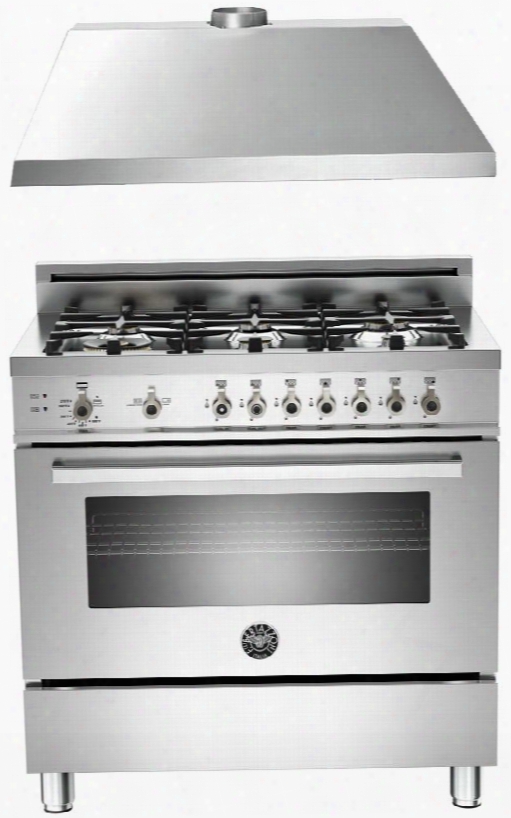 2-piece Stainless Steel Kitchen Package With Pro366gasxlp 36" Liquid Propane Freestanding Range And Ku36pro1xv 36" Wall Mount Range