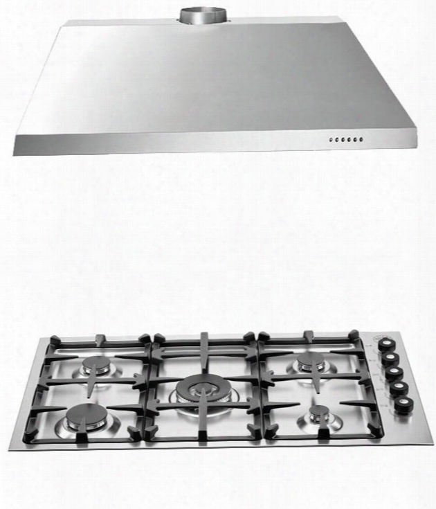 2-piece Stainless Steel Kitchen Package With Q36500xlp 36" Low Profile Liquid Propane Cooktop And Ku36pro1x14 36" Canopy