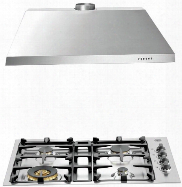 2-piee Stainless Steel Kitchen Package With Qb30m400x 30" Natural Gas Cooktop And Ku30pro1x14 30" Canopy