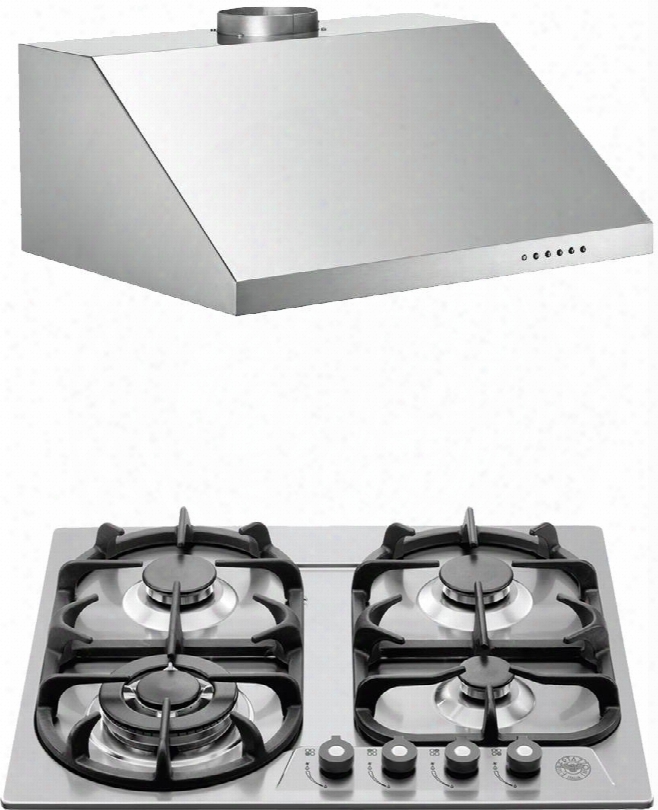 2-piece Stainless Steel Kitchen Package With V24400x 24" Natural Gas Cooktop And Ku24pro1x14 24" Canopy