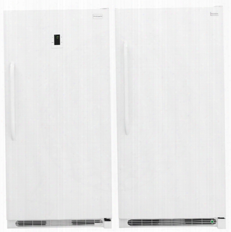 2-piece White Refrigerator Set With Ffvu21f4qw 34" Upright All Refrigerator And Fffh21f6qw 34" Upright