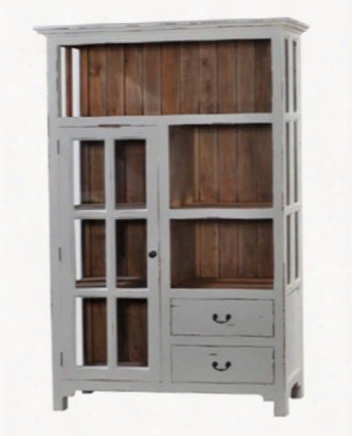 23646 Aries Kitchen Cupboard With 2 Drawers Single Door Driftwood Interior Finish And Shelves In White Distressed