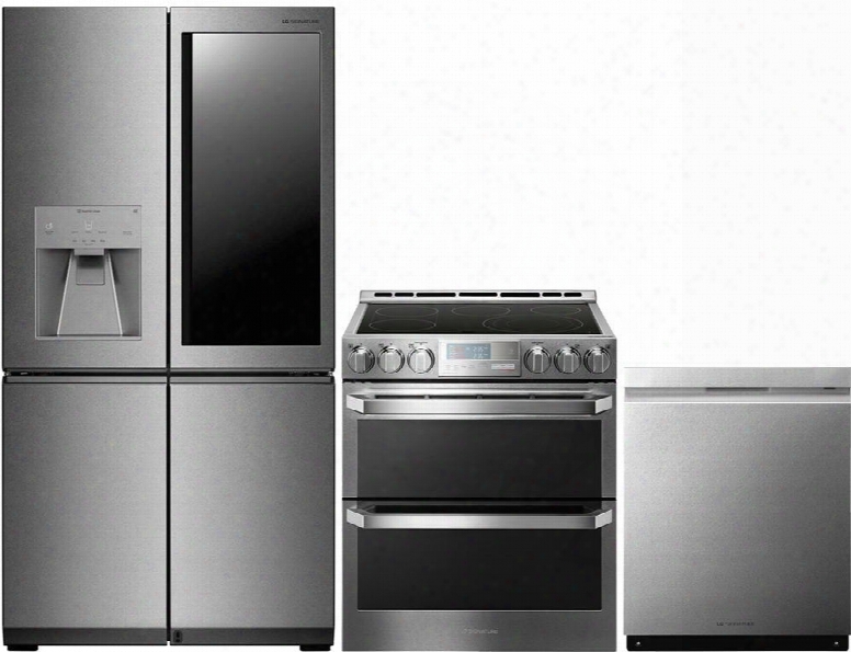 3-piece Stainless Steel Kitchen Package Wit H Lupxc2386n 36" French 4 Door Refrigerator Lute4619sn 30" Slide-in Electric Range And Ludp8997sn 24" Fulyl