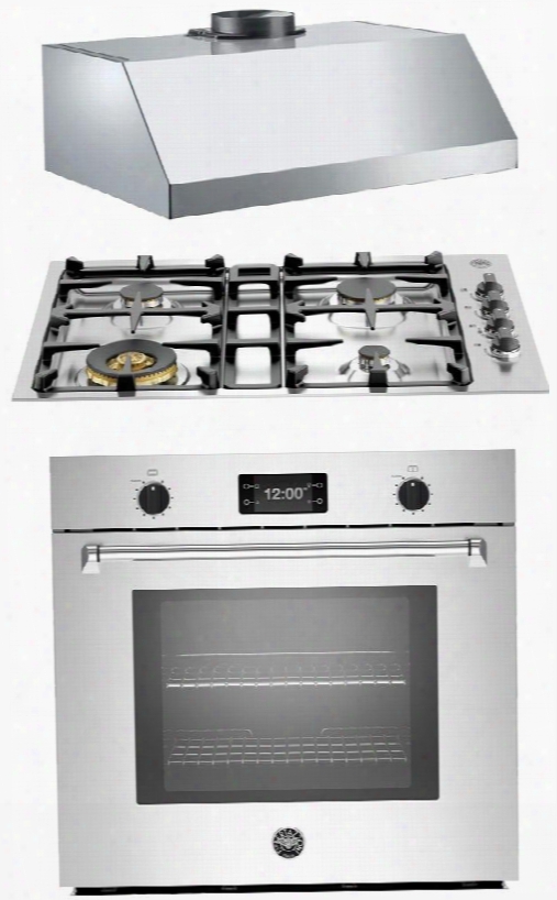 3-piece Stainless Steel Kkitchen Package With Masfs30xt 30" Single Wall Oven Qb30m400x 30" Gas Cooktop And Ku30pro1xv 30&quo; Range