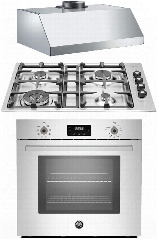 3-piece Stainless Steel Kitchen Package With Profs30xv 30" Single Wall Oven Q30400x 30" Natural Gas Cooktop And Ku30pro1xv 30" Range