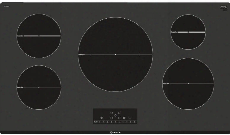 36" 500 Series Induction Cooktop With 5 Cooking Elements 12" Dual-ring Cener Cooking Zone Speedboost Potsense Safestart And Child Lock In