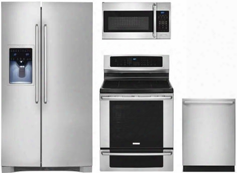 4-piece Kitchen Package With Ei26ss30js 36" Side By Side Refrigerator Ei30if40ls 30" Electric Freestanding Range Ei24id50qs 24" Built In Dishwasher And