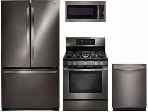 4 Piece Kitchen Package With Lfcs25426d 36" Freestanding Side By Side Refrigerator Lrg3081bd 30" Gas Range Lmv2031bd 30" Over The Range Microwave Oven And