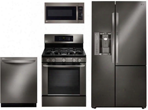 4 Piece Kitchen Package With Lrg3061bd 30" Gas Range Lmv2031bd Over The Range Microwave Oven Lsxs26386d 36" Side By Side Refrigerator And Ldt9965bd 24" Built