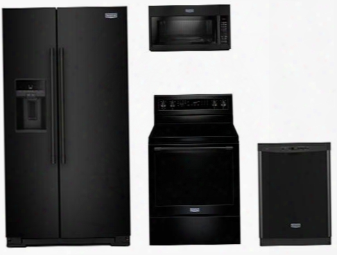 4-piece Kitchen Package With Mss26c6mfb 36" Side By Side Refrigerator Mgr6600fb 30" Electric Freestanding Range Mmv6190fb 30" Over The Range Microwave Oven