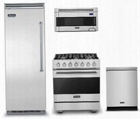 4-piece Kitchen  Package With Vcrb5303lss 30" Built In The Whole Of Refrigerator Rvdr33025bsslp 30" Dual Fuel Freestanding Range Rvdw103ss 24" Built In Dishwasher And