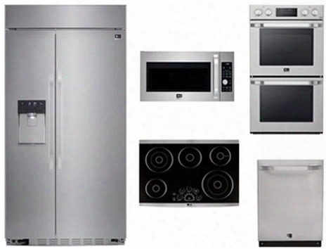 5-piece Stainless Steel Kitchen Package With Lssb2692st 42" Side By Side Refrigerator Lsce 305st 30" Electric Cooktop Lsdf9962st 24"  Built In Dishwasher