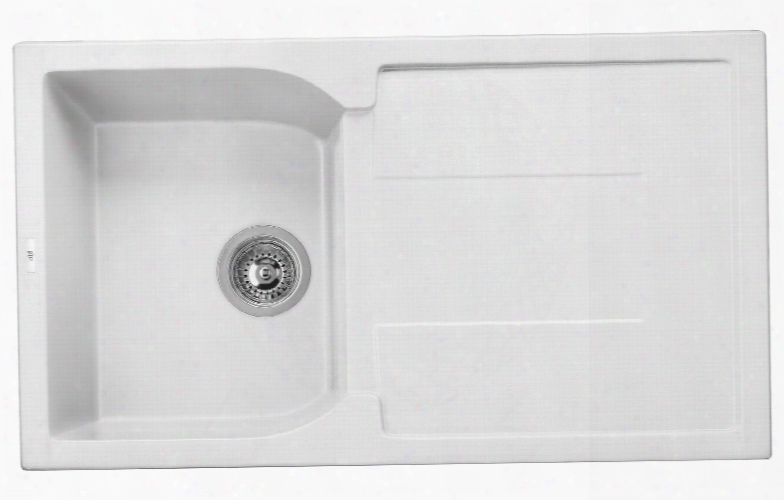 Ab1620di-w 34" Single Bowl Kitchen Sink With Drain Board Granite Composite And Drop-in Installation Hardware In