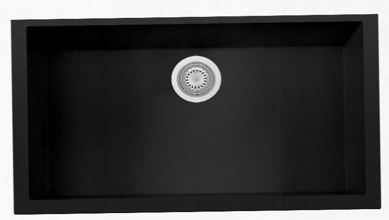 Ab3322um-bla 33" Single Bowl Kitchen Sink With Granite Composite And Under Mount Installation Hardware In
