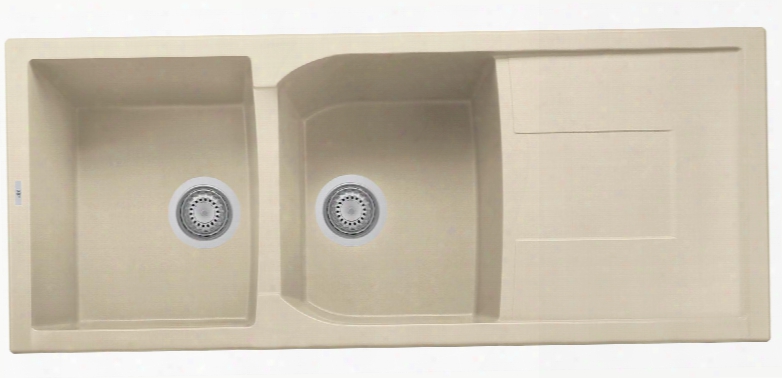 Ab4620di-b 46" Double Bowl Kitchen Sink With Drain Board Granite Composite And Drop-in Installation Hardware
