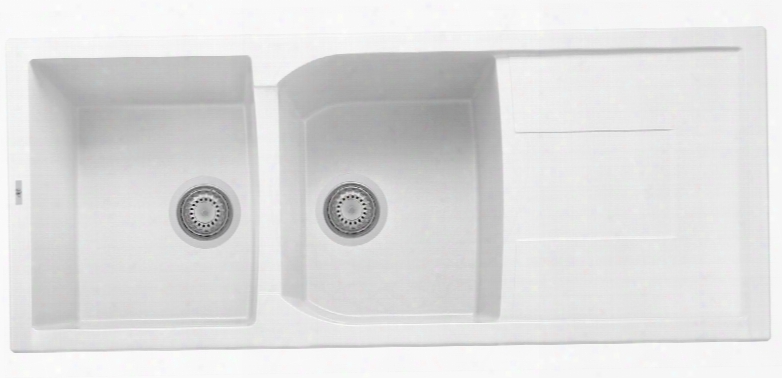 Ab4620di-w 46" Double Bowl Kitchen Sink With Drain Board Granite Composite And Drop-in Installation Hardware In