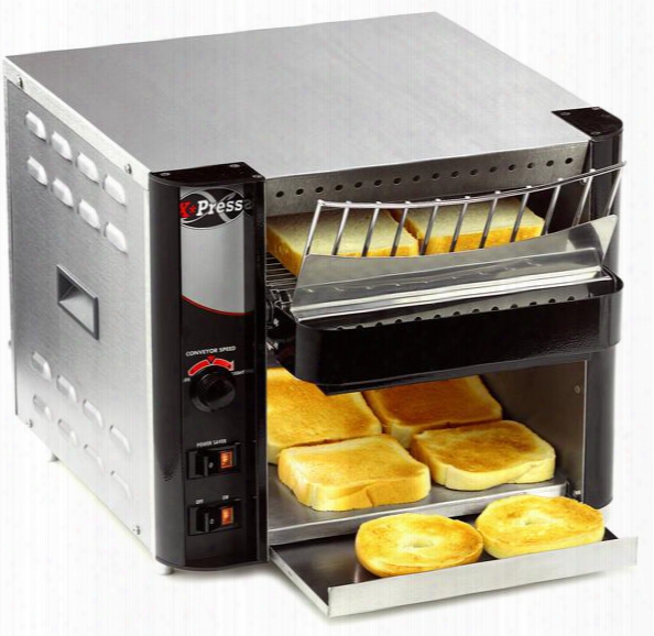 At Express 15" Radiant Conveyor Toaster Generates 300 Slices Per Hour Cool Touch Exterior And Warming Area In Stainless Steel