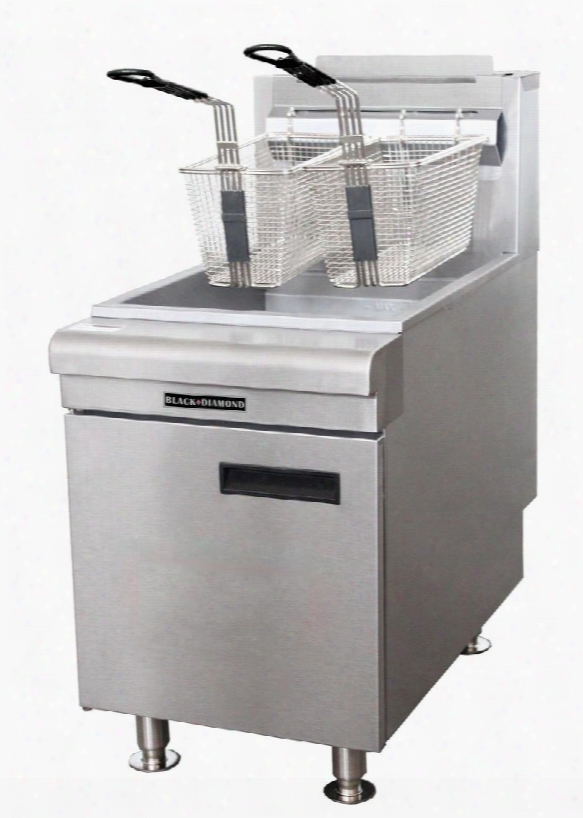 Bdctf-75/lpg 15" Black Diamond Series Commercial Gas Countertop Fryer With 75000 Btu Power Standing Pilot Light Thermostat Two Telegraph Mesh Baskets Tube Rack