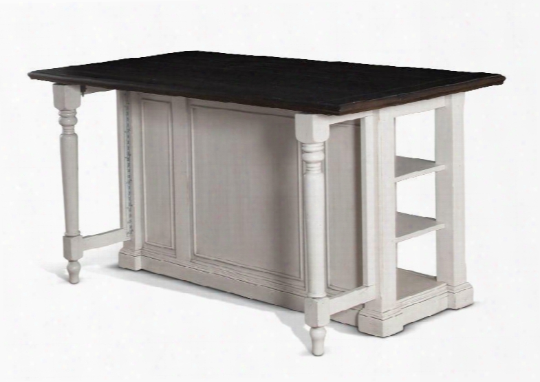 Bourbon Country Collection 1016fc 71" Kitchen Island With 13" Drop Leaf 9 Shelves And Gate Leg Base In French Country