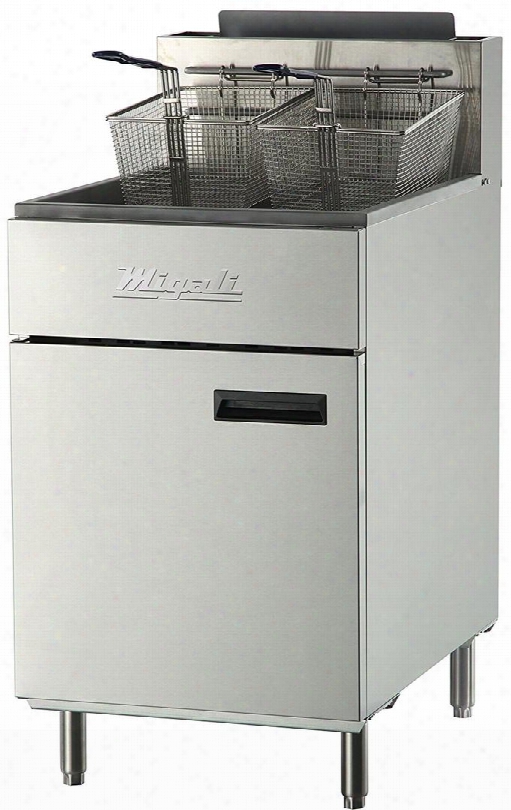 C-f75-lp 22" Commercial Liquid Propane Gas Fryer With 5 Burners 150000 Total Btu Stainless Steel Con Struction 2 Chrome Plated Wire Mesh Baskets And 2