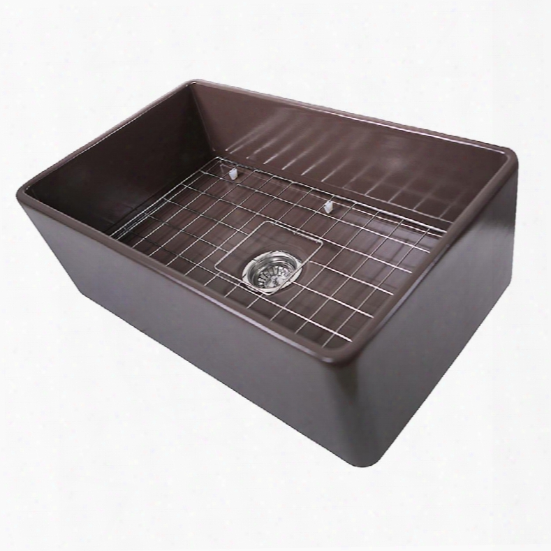 Cape Collection T-fcfs30cb 30" Premium Fireclay Farmhouse Apron Kitchen Sink In Coffee