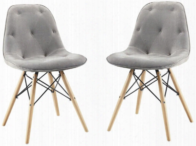 Ch18ugy Set Of 2 Upholstered Eames Dining Kitchen Chairs With Upholstered Tufted Back In