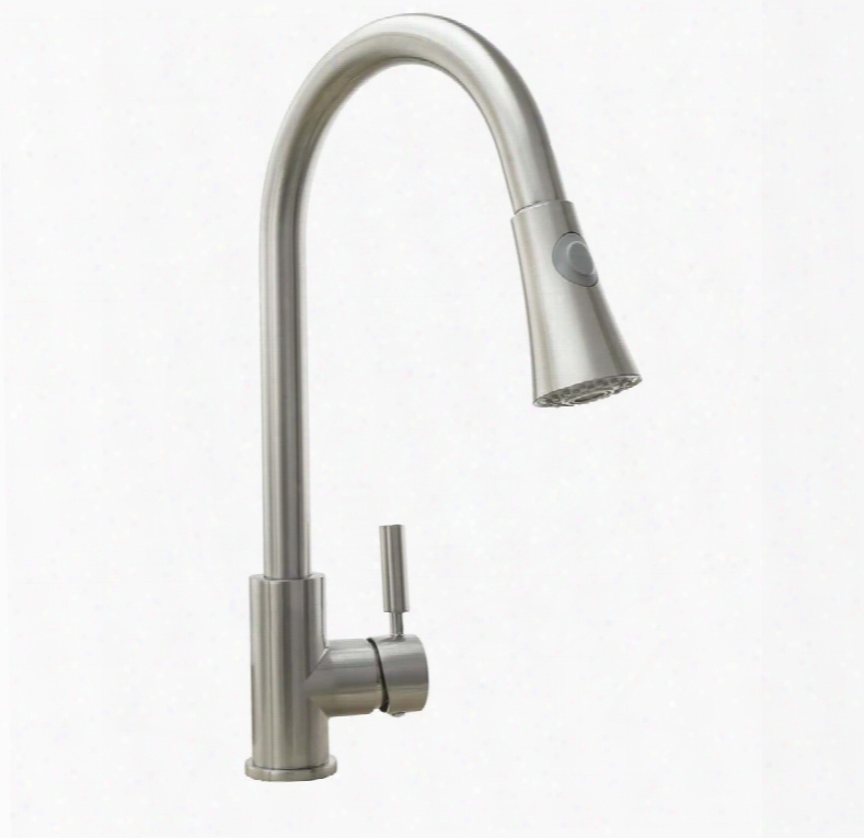 Cos-kf501ss Pull Down Single Kitchen Faucet With Pull Down Sprayer Stainless Steel Braided Hose Ceramic Disc Valve And Brass Construction In Brushed Nickel