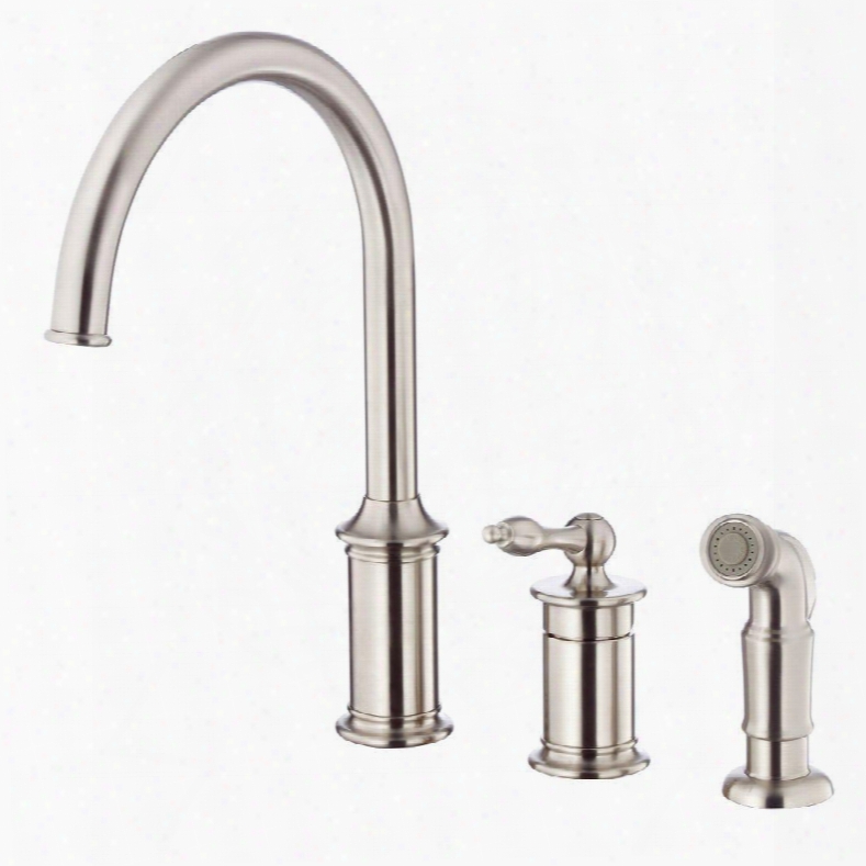 D409010ss Prince Single Handle Kitchen Faucet With Spray In Stainless