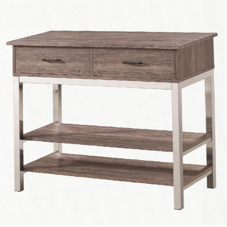 Eldridge Collection 121125 42" Server With 2 Drawers 2 Shelves Metal Hardware And Chrome Finished Legs In Weathered Grey