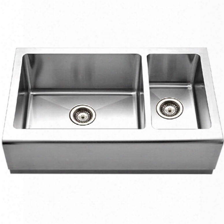 Epo-3370sr Epicure Series Apron Front Farmhouse Stainless Steel 70/30double Bowl Kitchen Sink Small Bowl