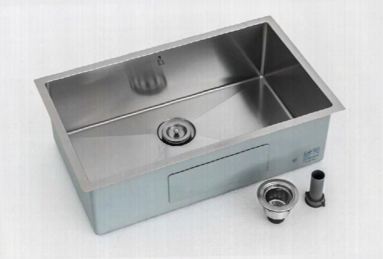 Hs3018 All-in-one 10-radius Undermount Stainless Steel 3" 0-hole 50/50 Single Bowl Kitchen